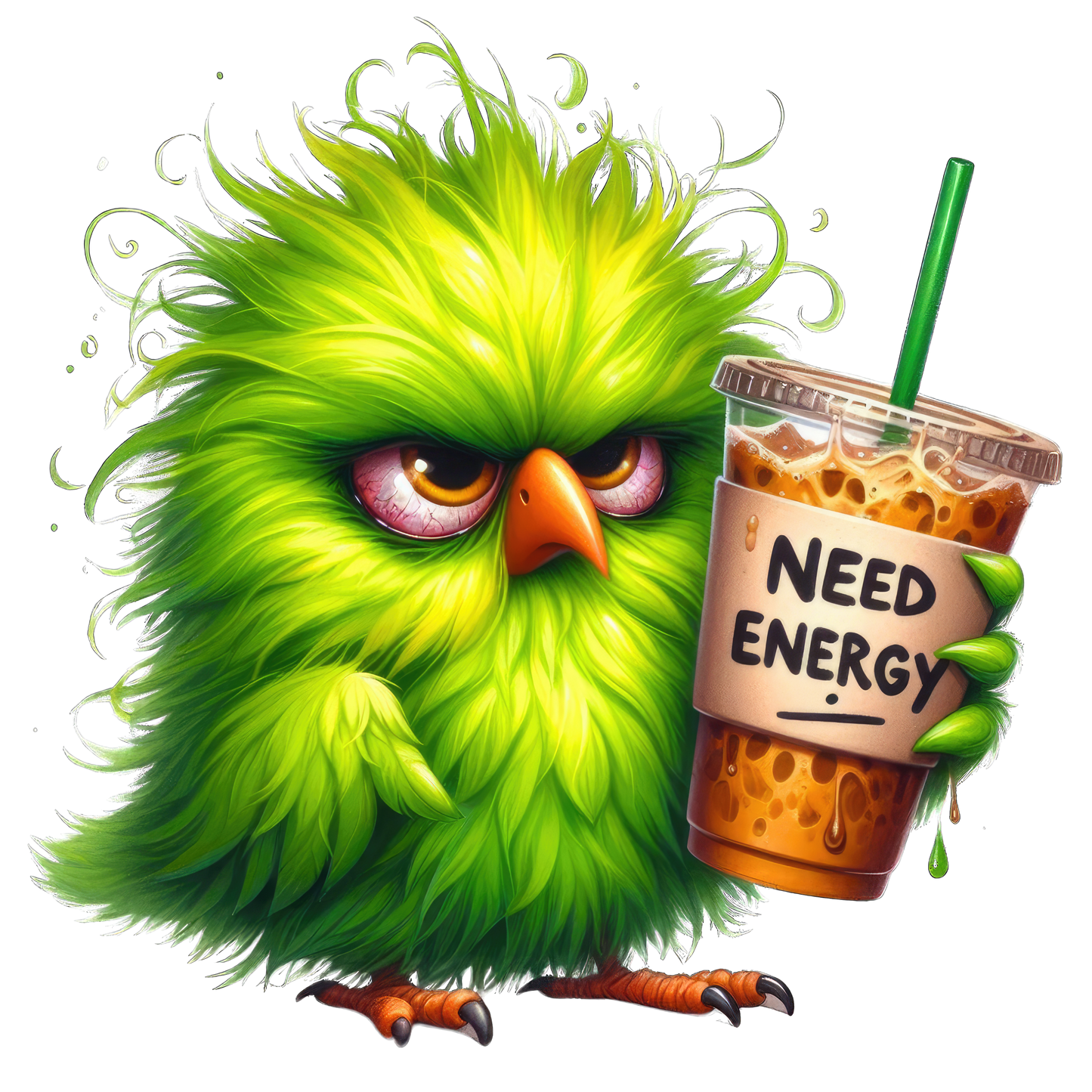 Sticker Kaffeesüchtiger Vogel GRIN