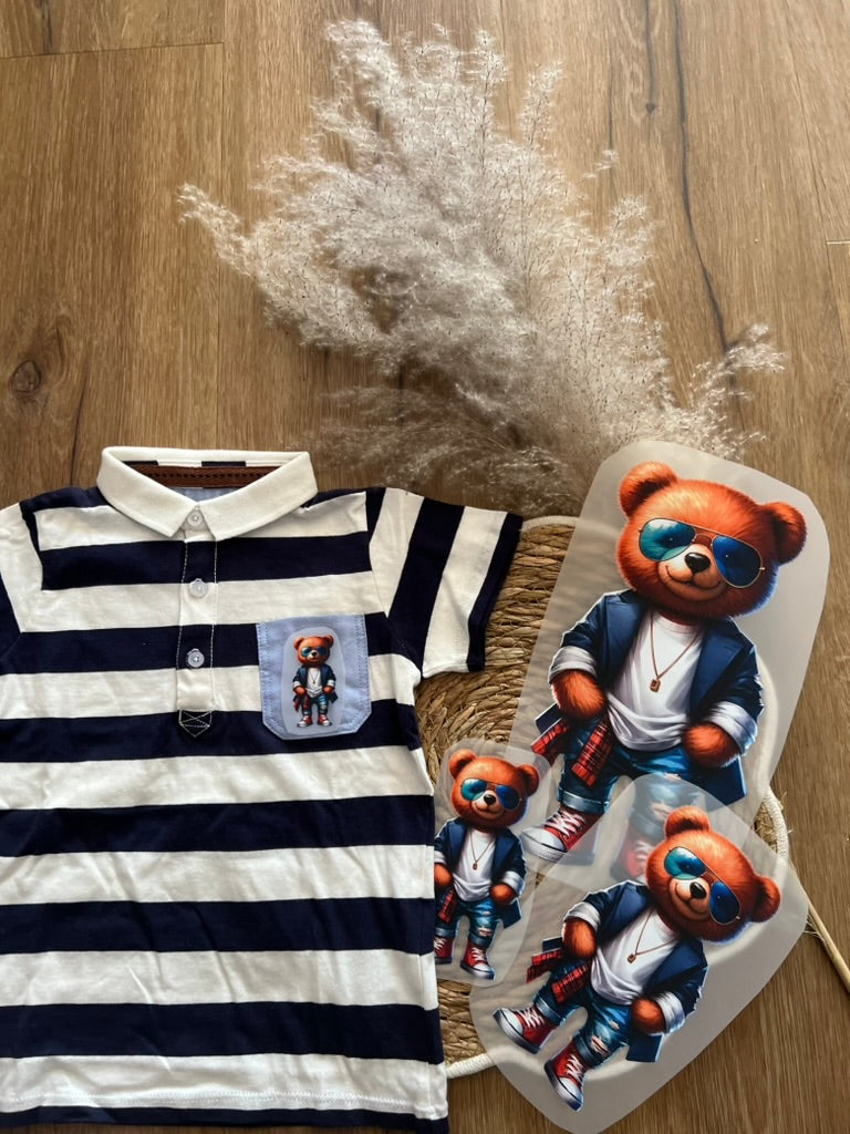 Bügelbild Teddy Fred Lässig