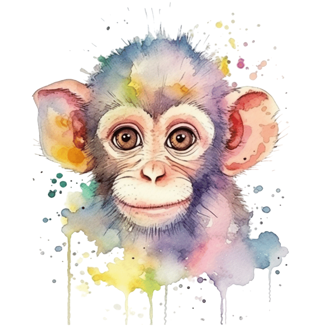 Sticker Affe Aquarellmalerei