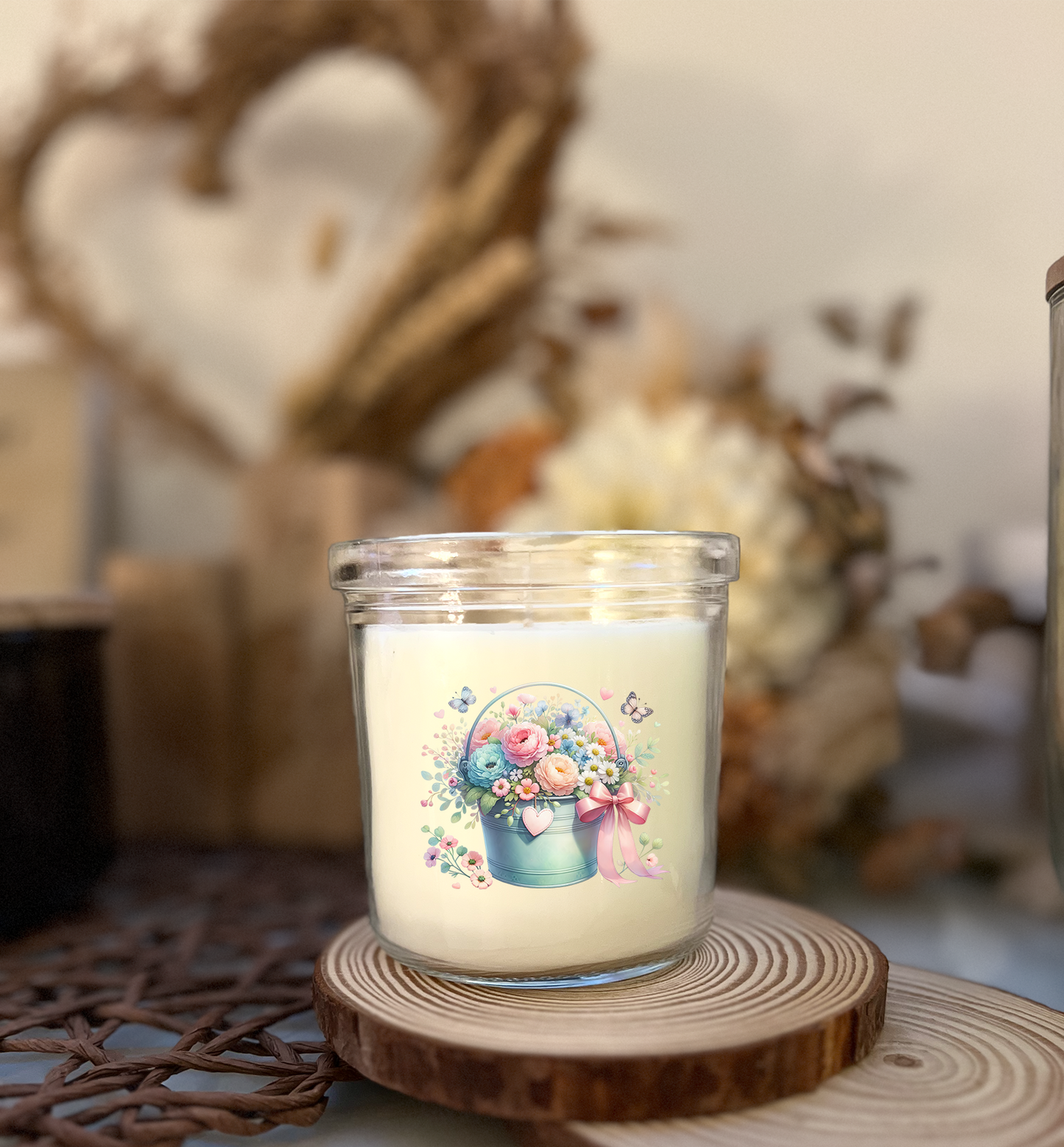 Sticker Blumeneimer mit Schleife und Herz
