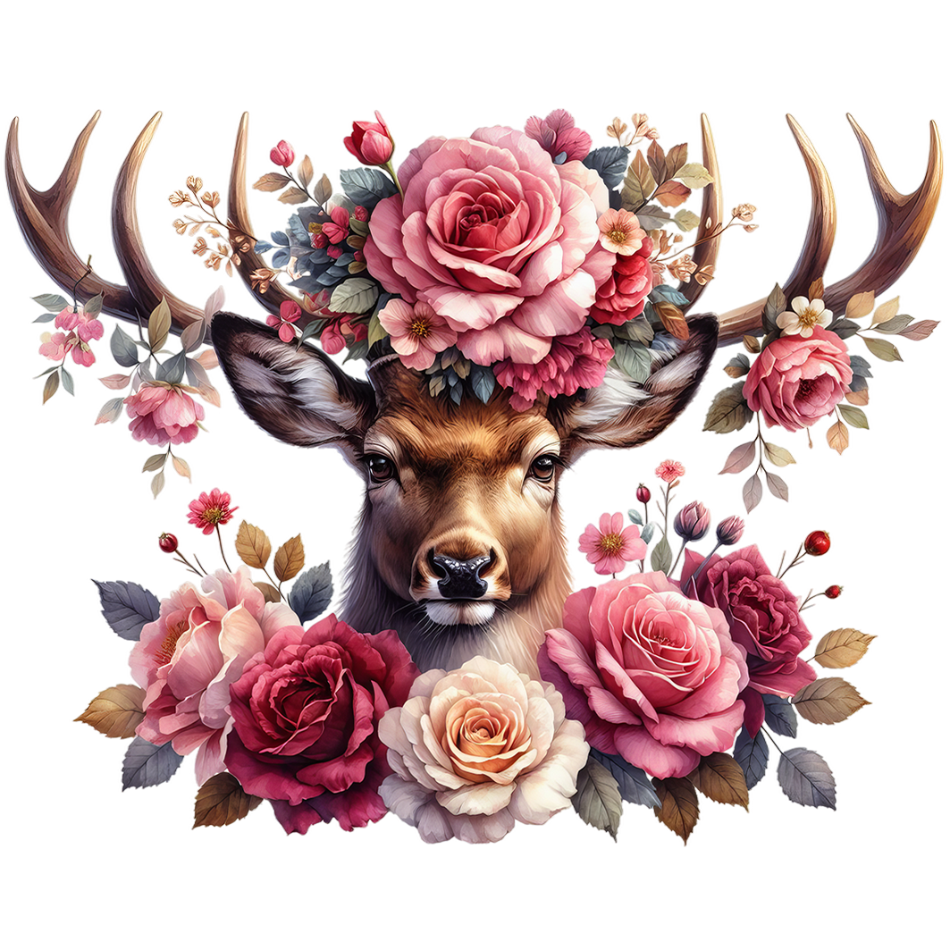 Sticker Blumenhirsch - Rosen