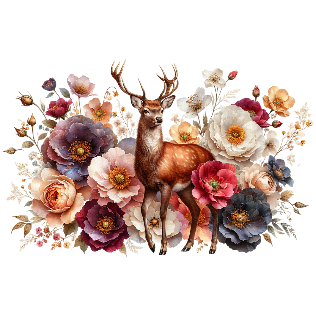 Sticker Blumenhirsch in voller Schönheit