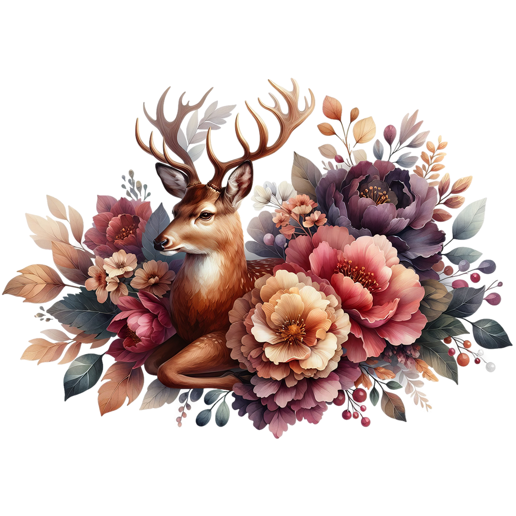 Sticker Blumenhirsch liegend