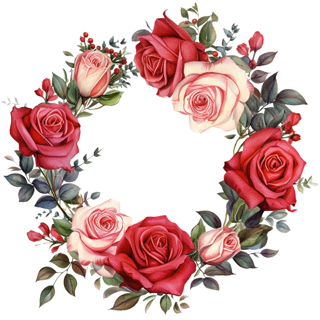 Sticker Blumenkranz - ROTE ROSEN