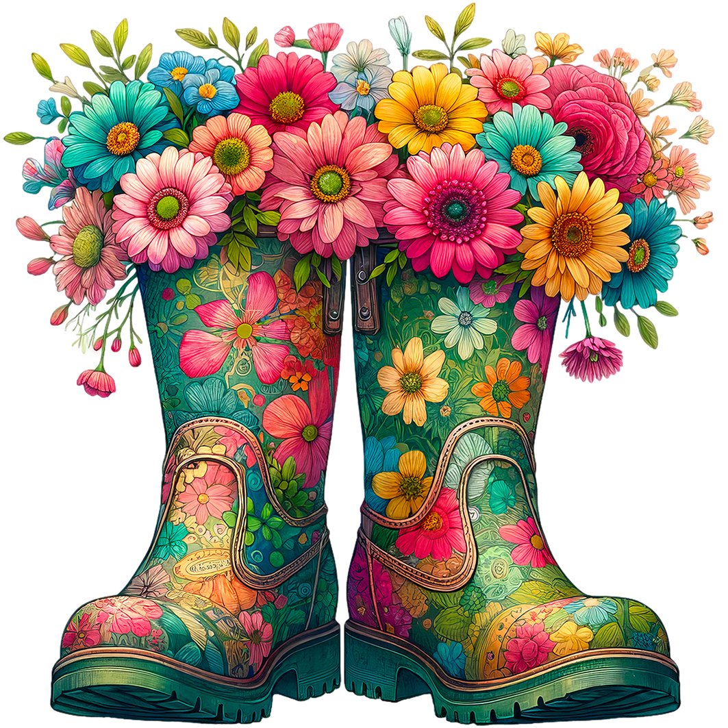 Sticker Blumenstiefel PINK/GRÜN