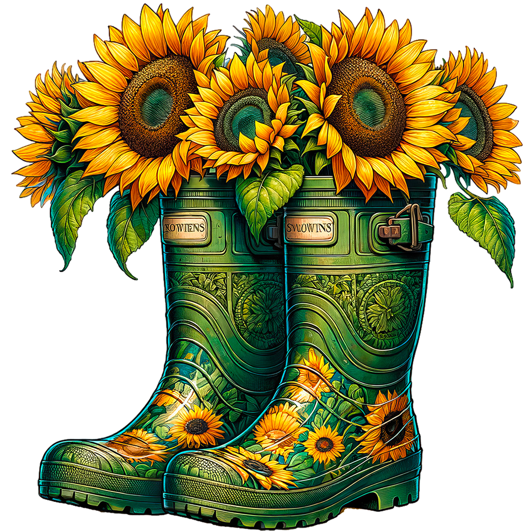 Sticker Blumenstiefel Sonnenblumen