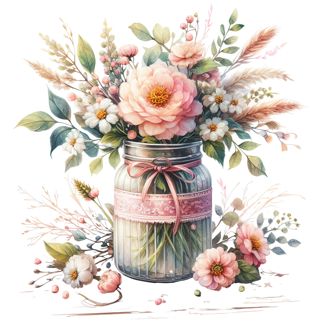 Sticker Blumenstrauß im Glas - BOHO