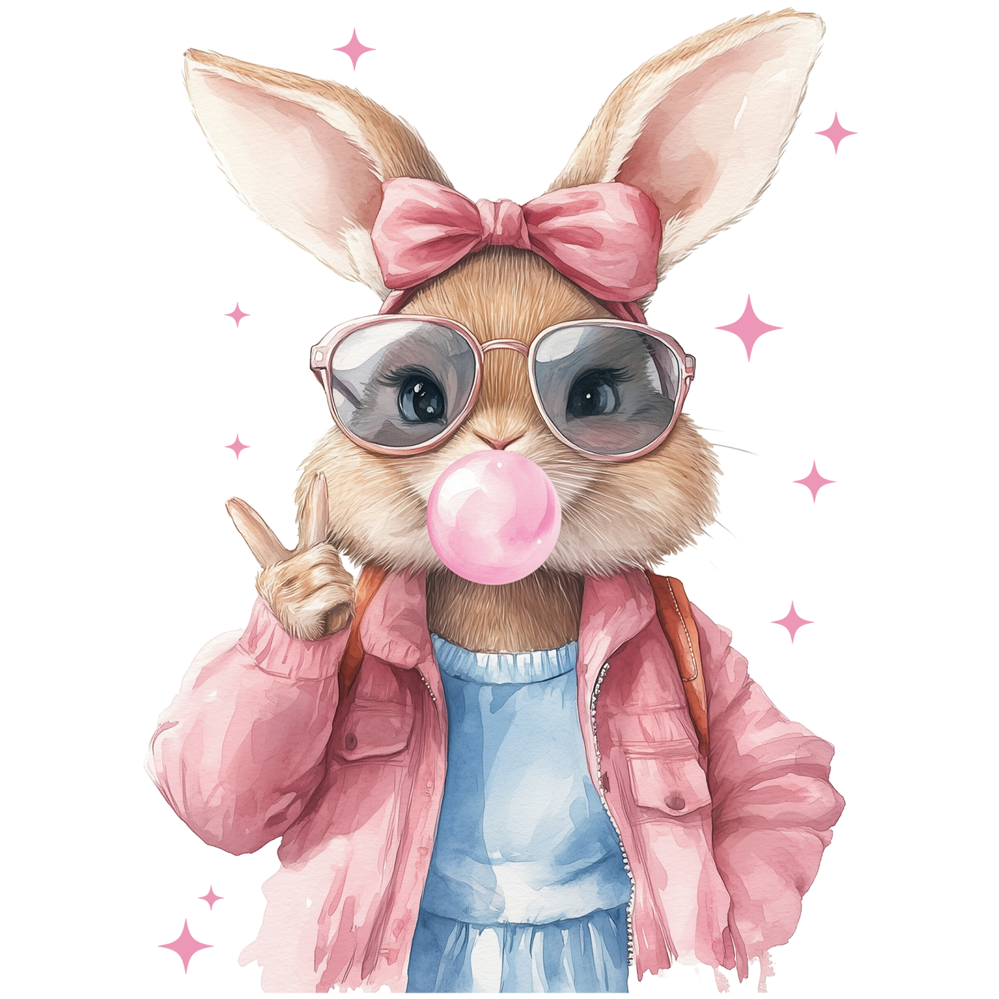 Bügelbild Osterhase mit Kaugummi - Mädchen