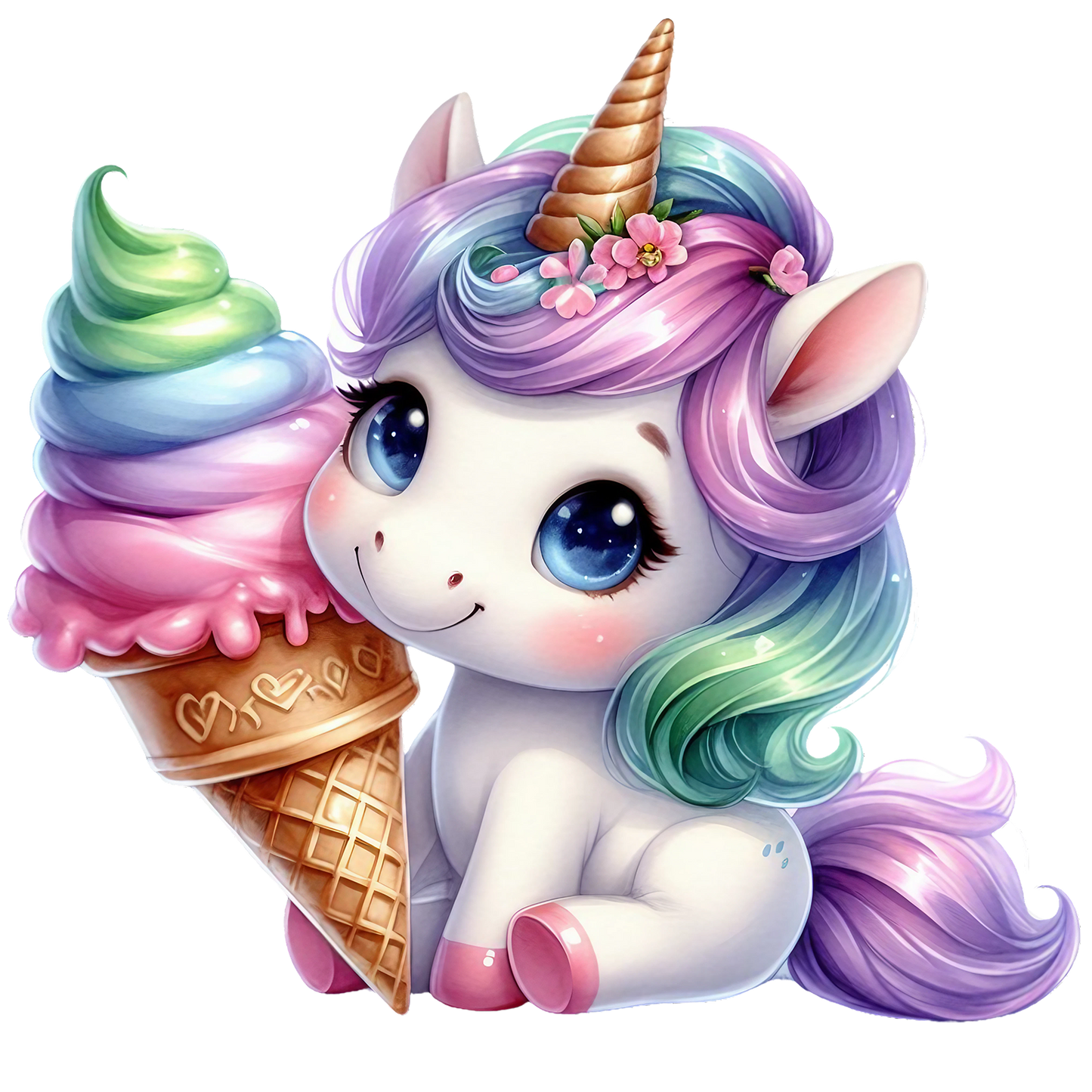 Bügelbild Einhorn Frida mit Eis