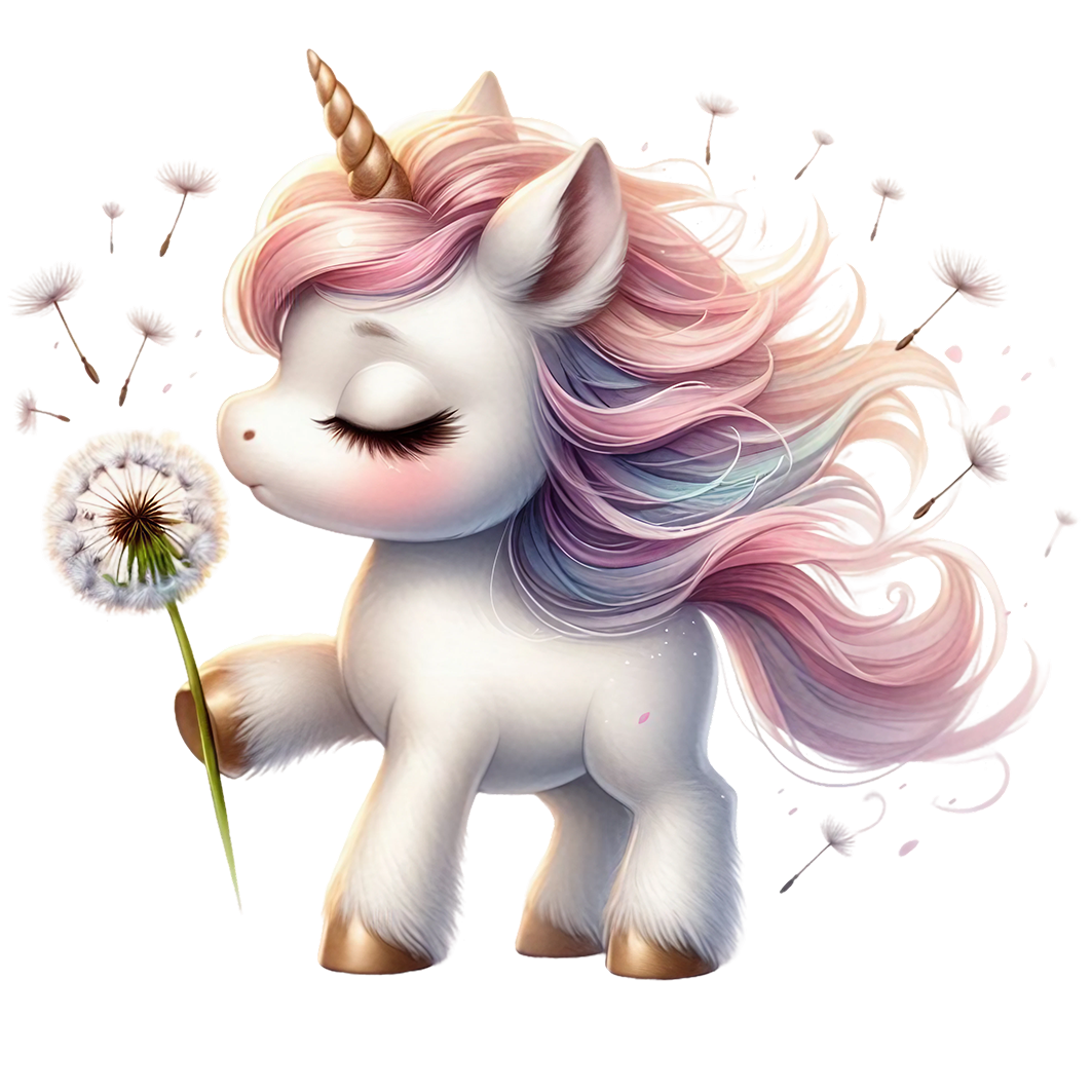 Bügelbild Einhorn mit Pusteblume