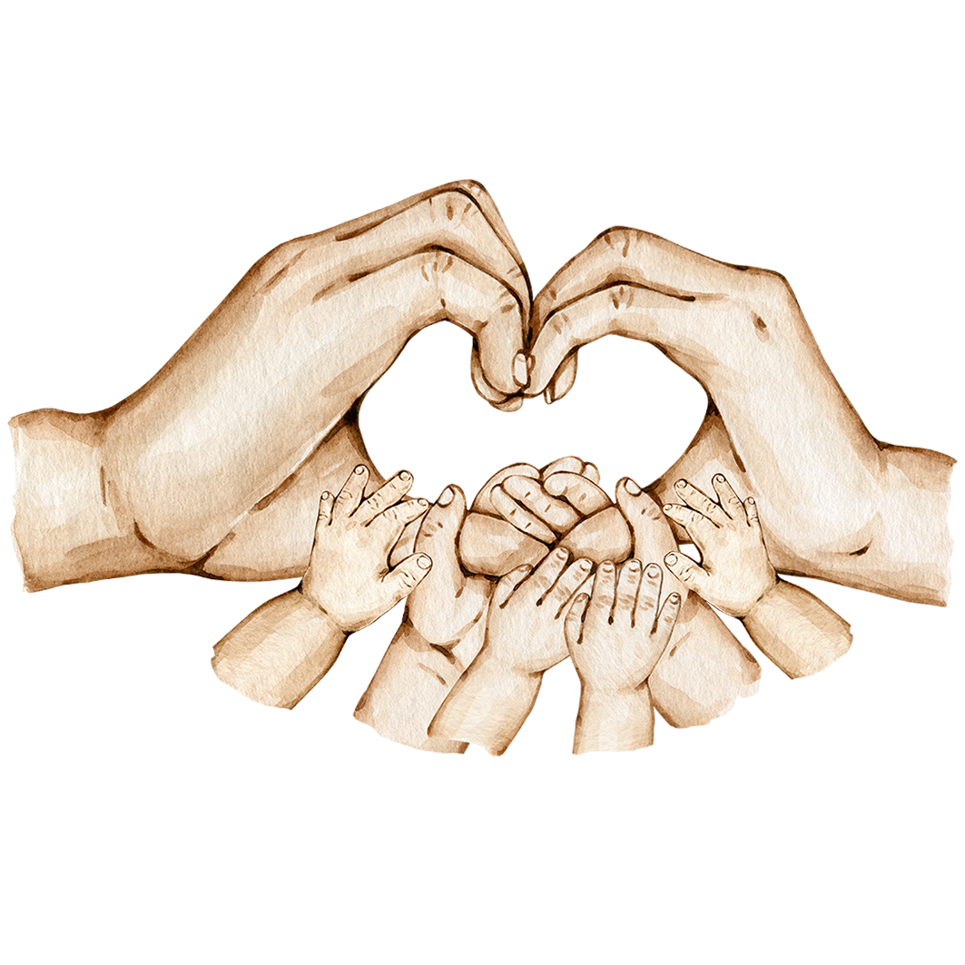 Sticker Herz-Familienhände mit 6 KIndern