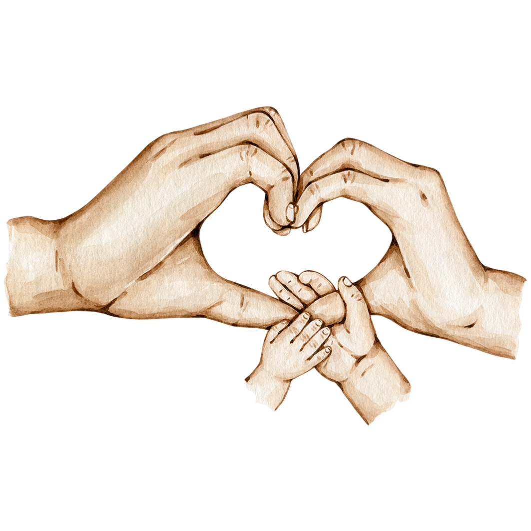 Sticker Herz-Familienhände mit 2 Kindern