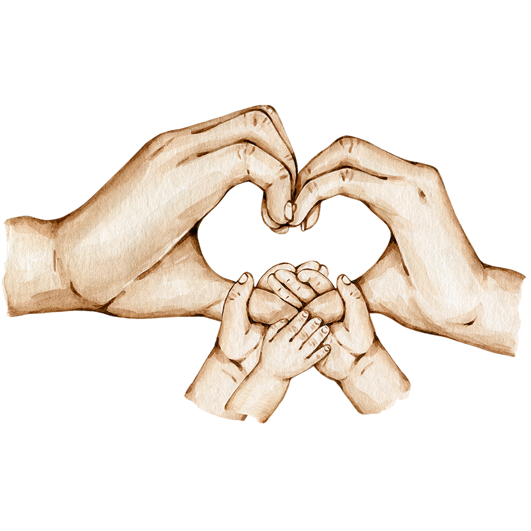 Sticker Herz-Familienhände mit 3 Kindern