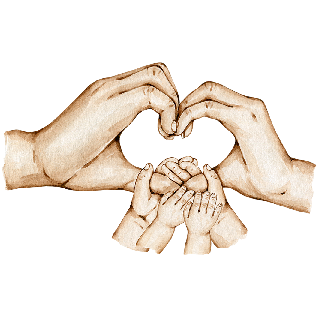 Sticker Herz-Familienhände mit 4 KIndern