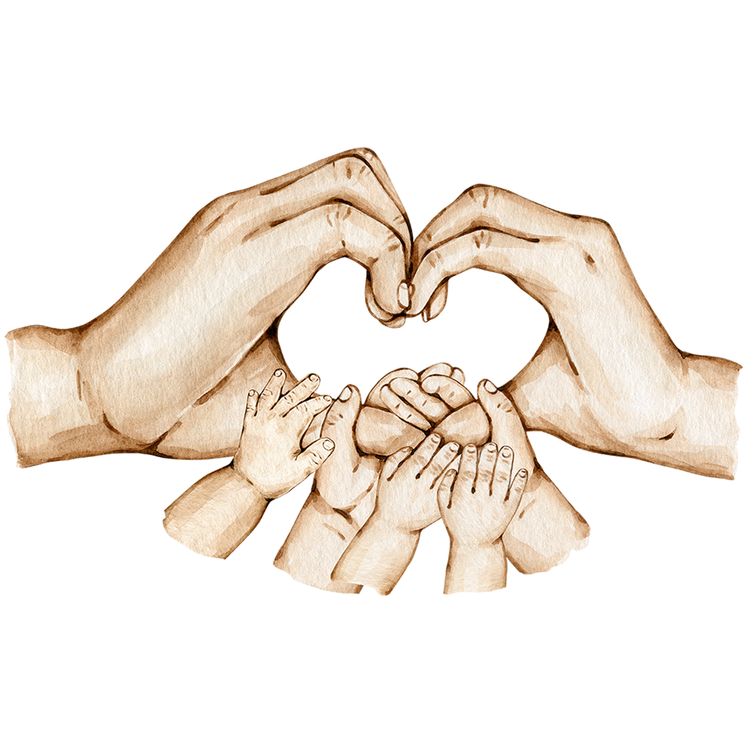 Sticker Herz-Familienhände mit 5 KIndern