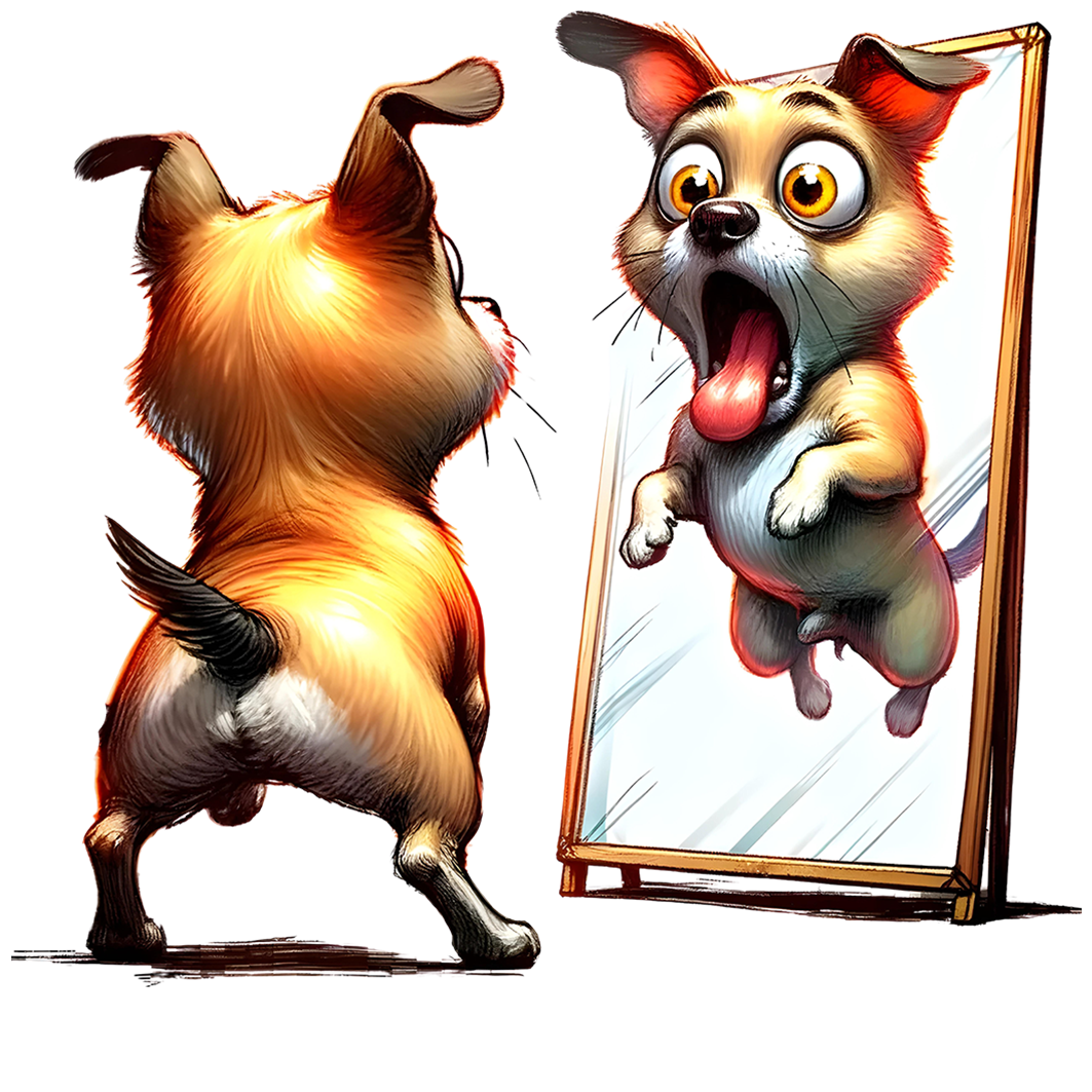 Sticker Hund im Spiegel