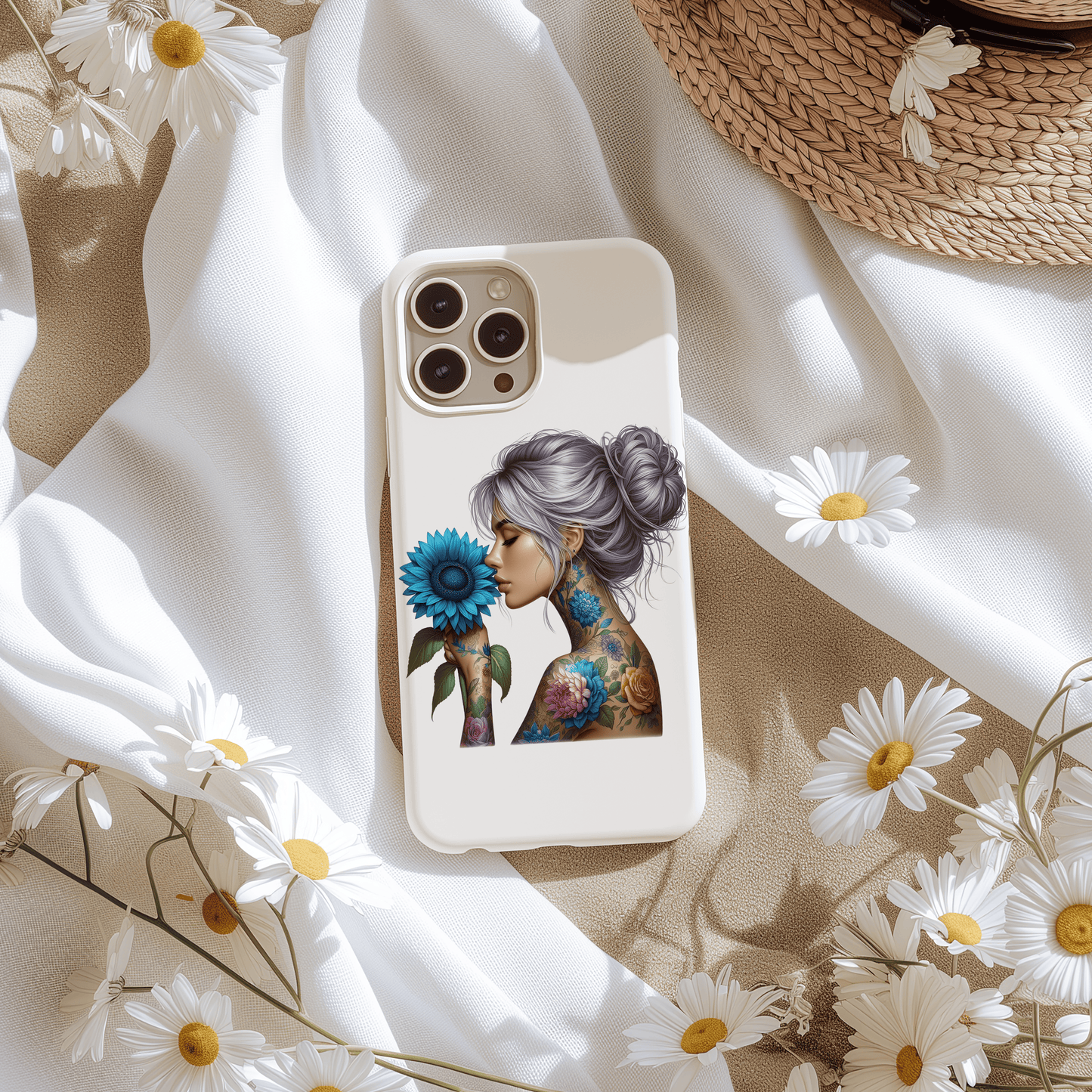 Sticker Ink Girl - blaue Blume