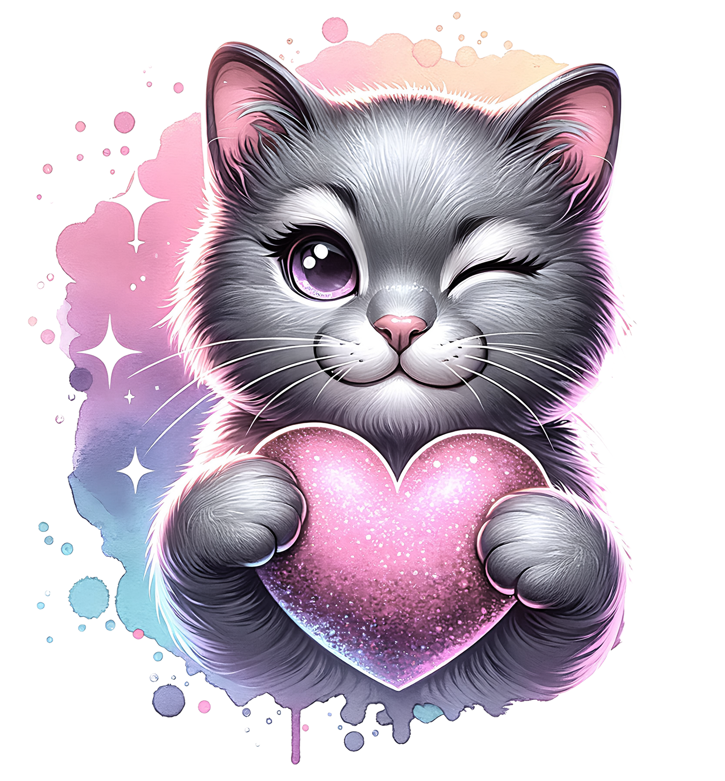 Sticker Katze mit Herzchen