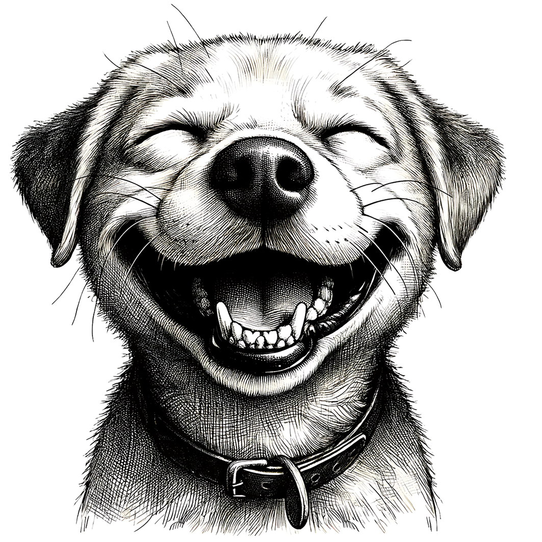 Sticker Lachender Hund farblos