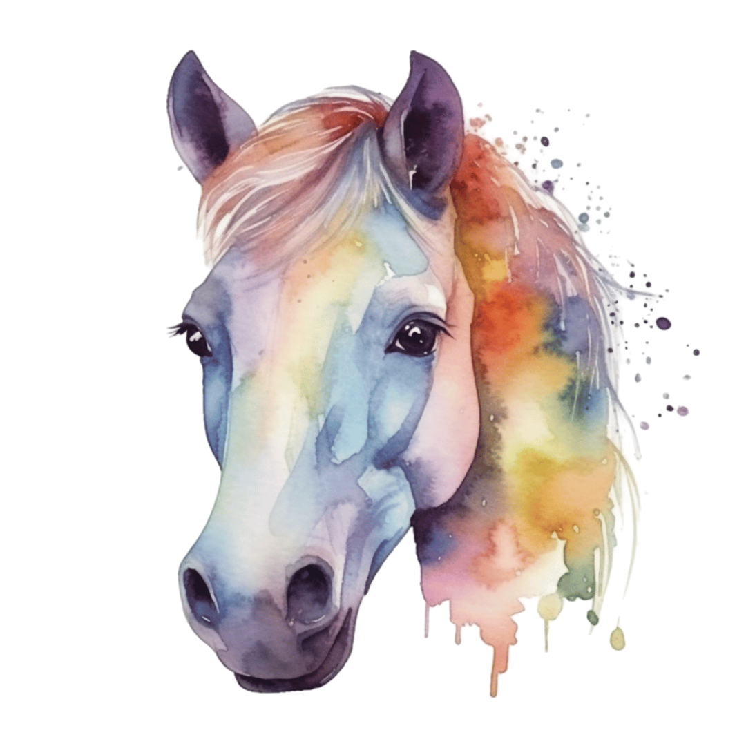 Bügelbild Pferd Aquarellfarben