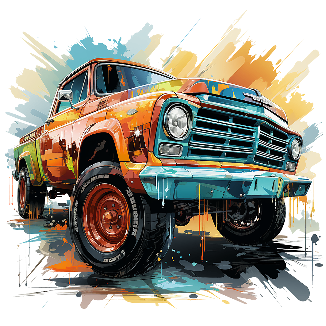 Sticker SUV orange/blau