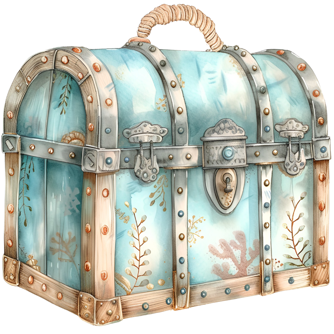 Sticker Schatztruhe Türkis