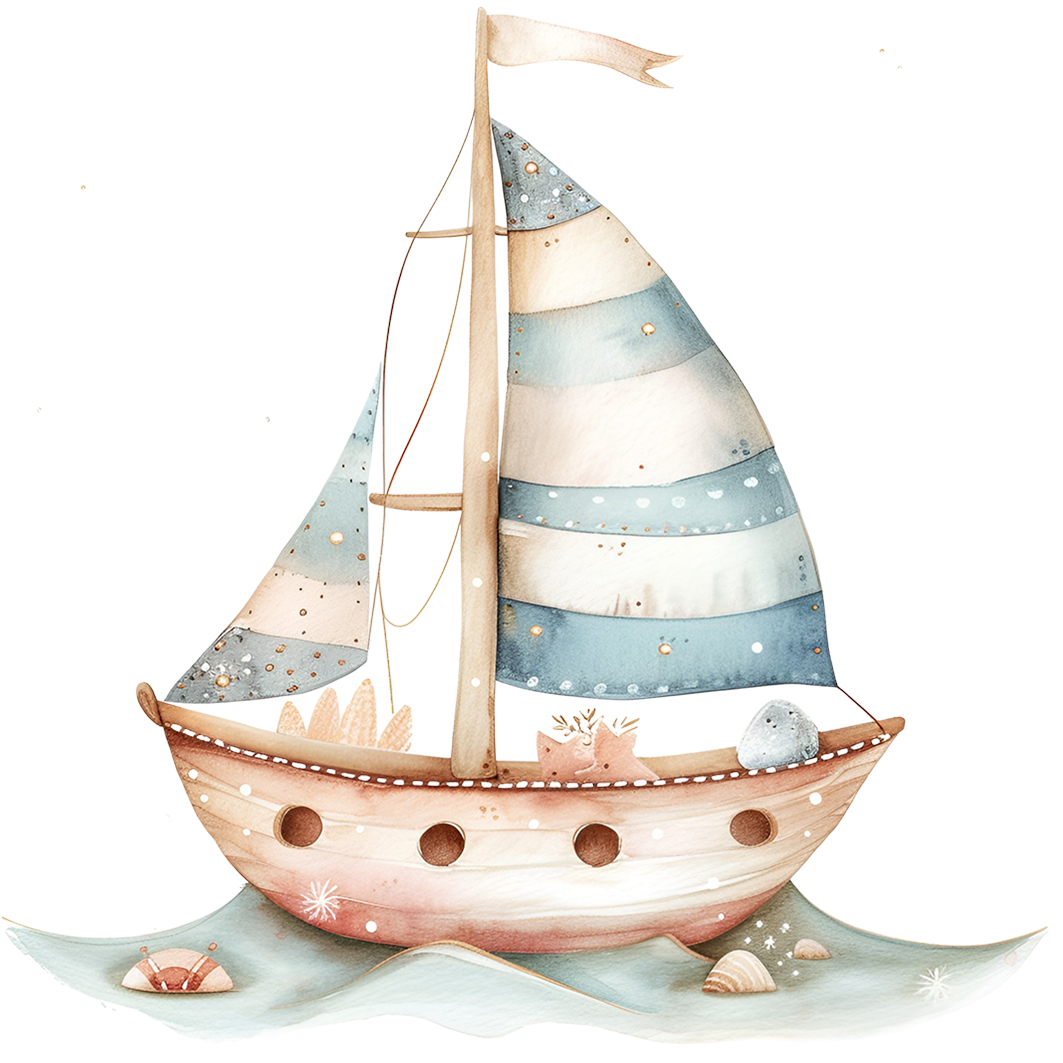 Sticker Segelboot gestreift