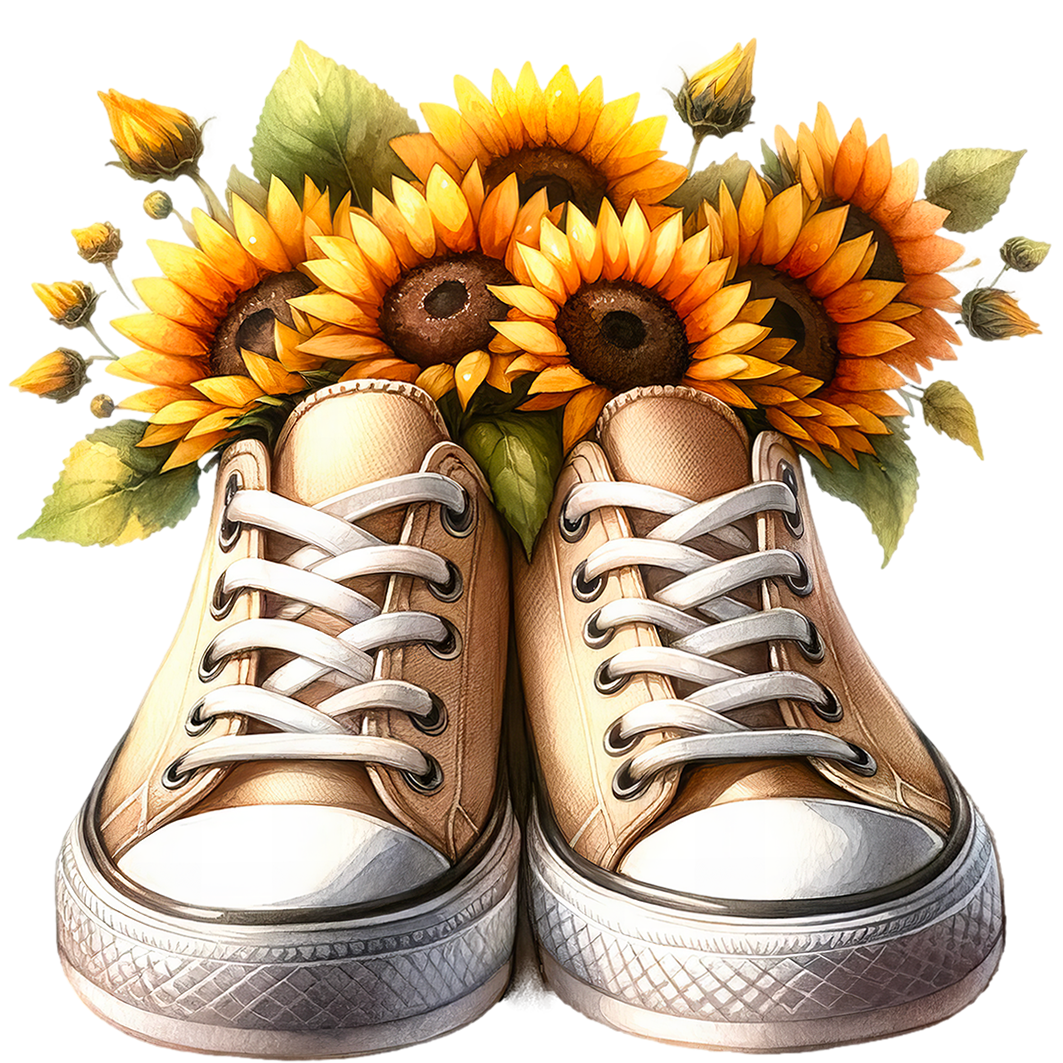 Sticker Sneaker mit Sonnenblumen