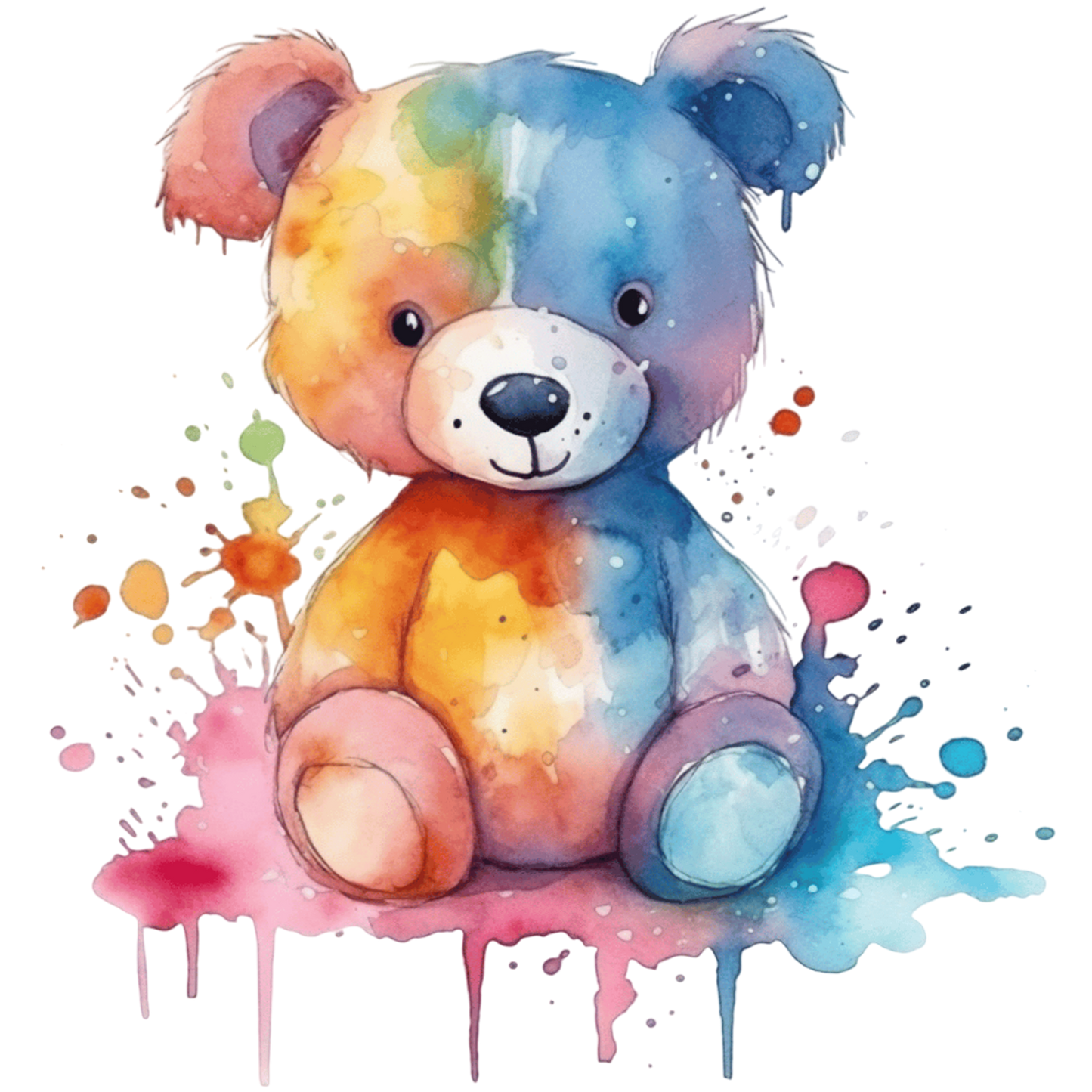 Bügelbild Teddy Aqurellmalerei
