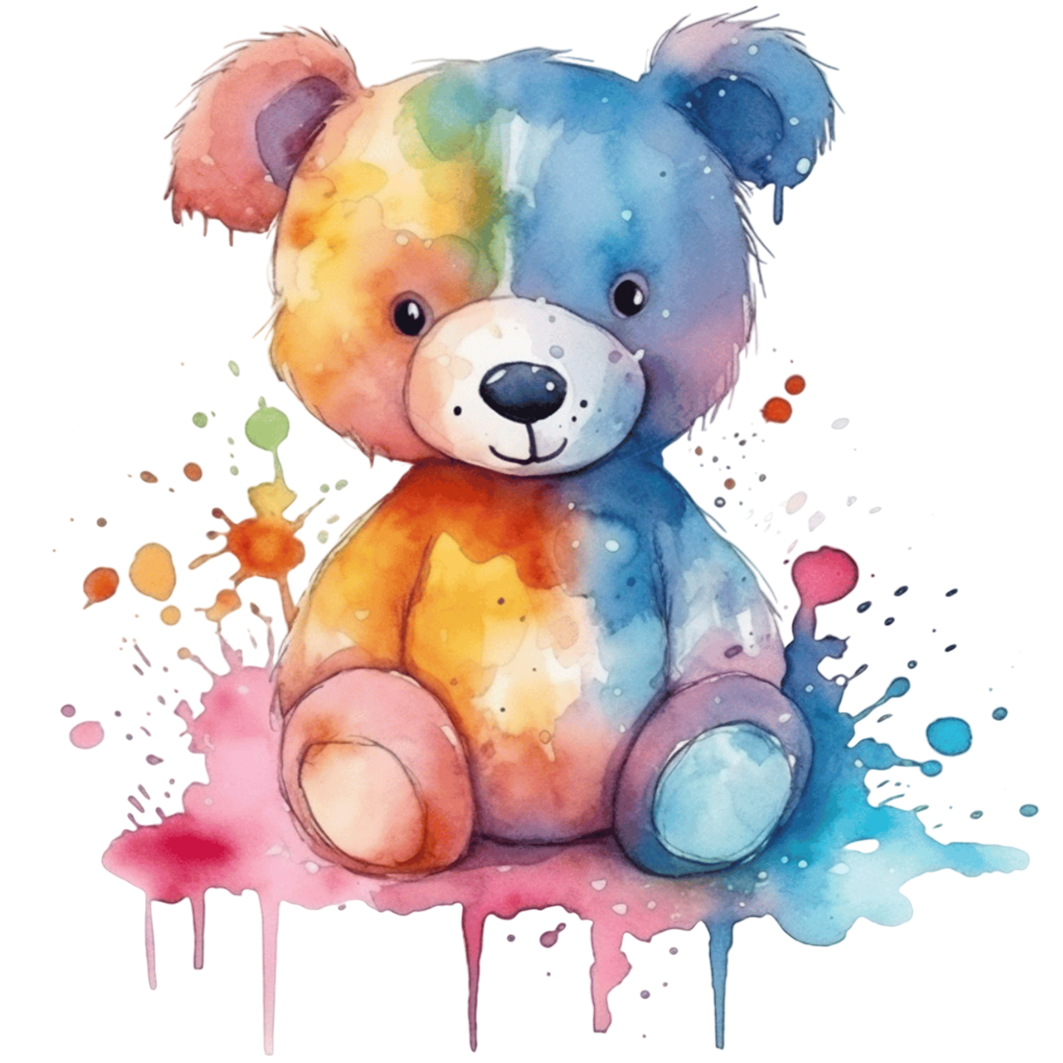Sticker Teddy Aqurellmalerei