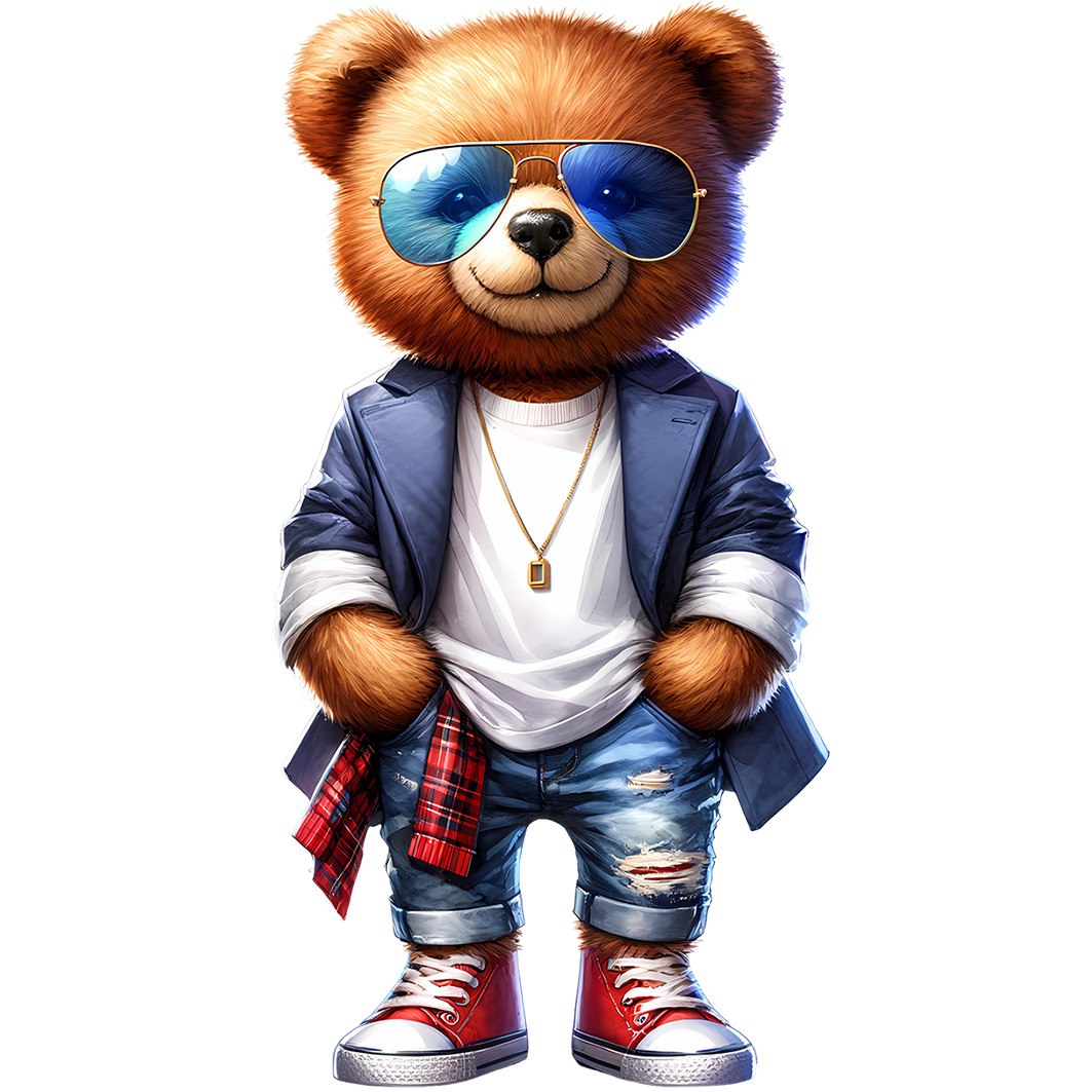 Bügelbild Teddy Fred Lässig