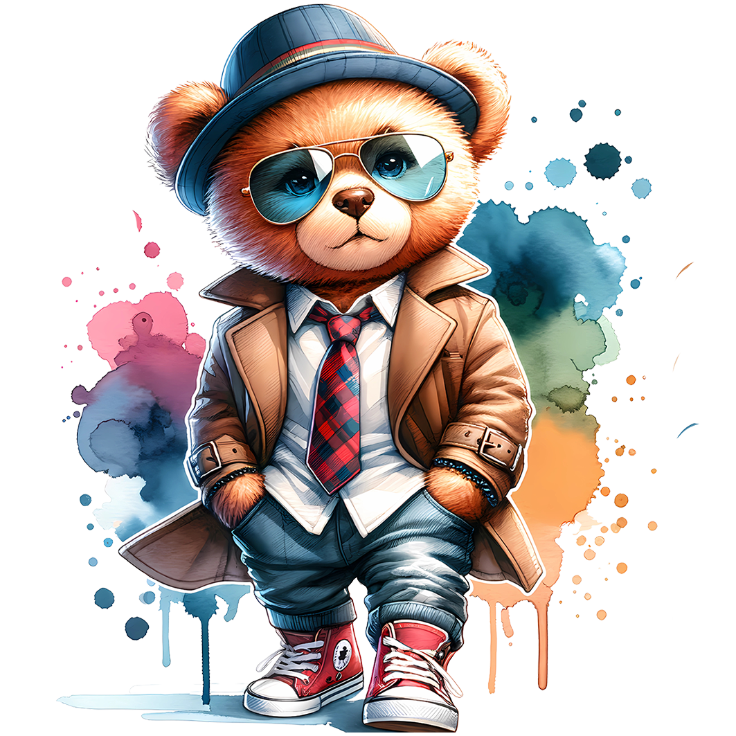 Sticker Teddy Fred mit Mantel und Hut