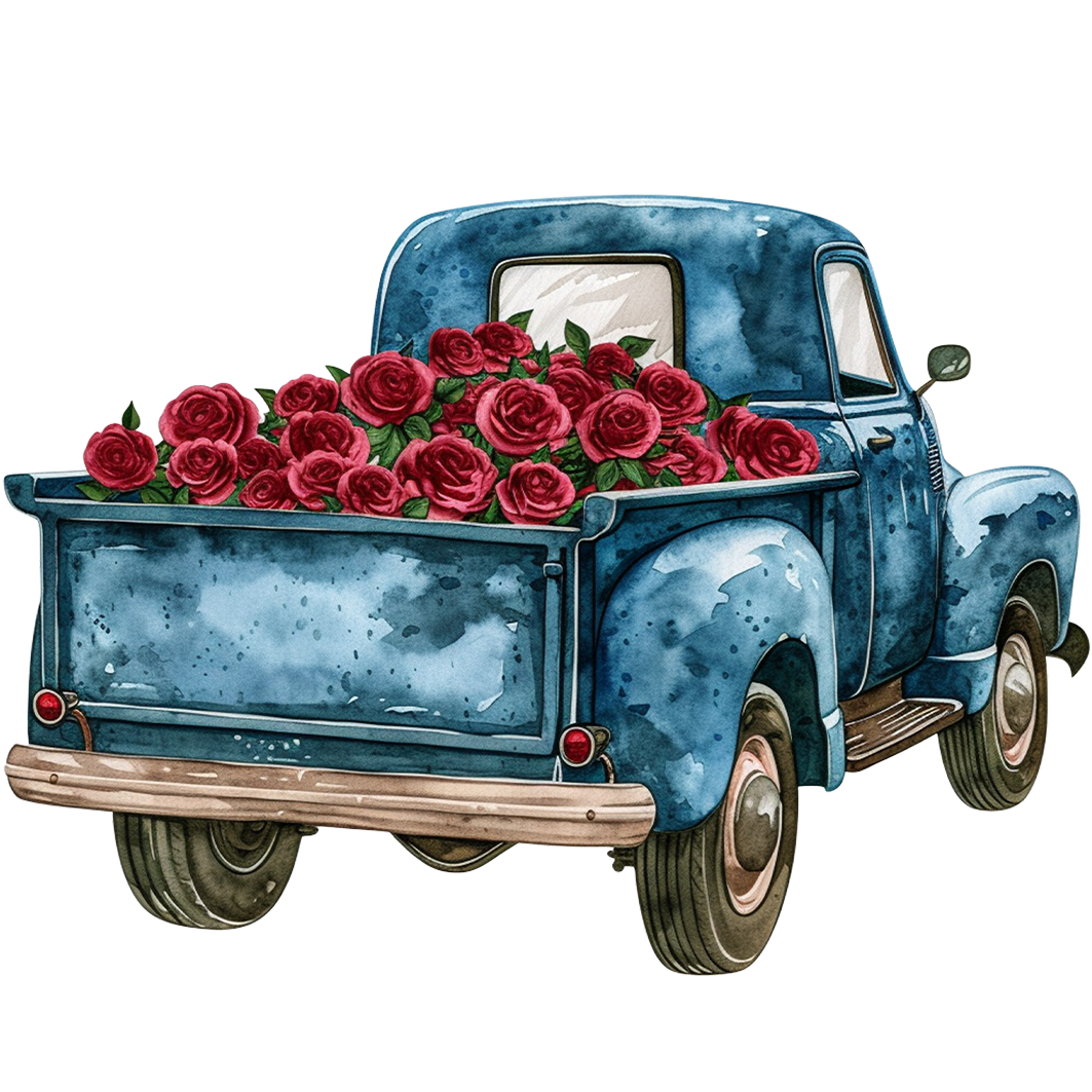 Sticker Truck mit roten Rosen