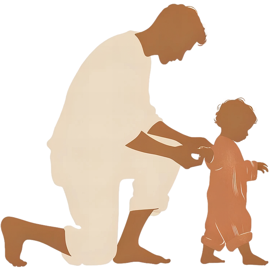 Sticker Vater mit Kleinkind BOHO