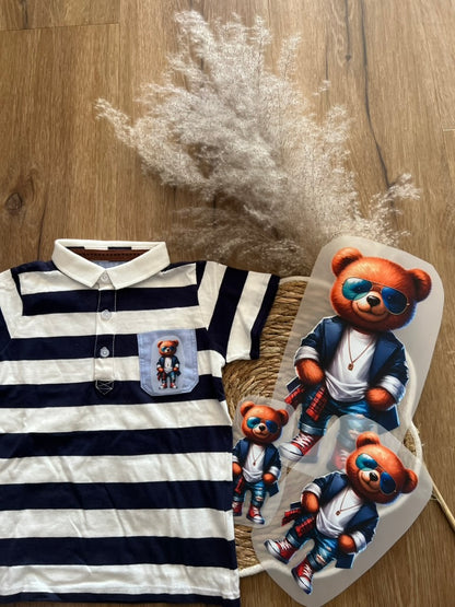 Bügelbild Teddy Fred Lässig