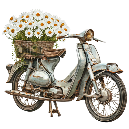 Sticker Alter Roller mit Blumen