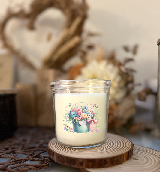 Sticker Blumeneimer mit Schleife und Herz