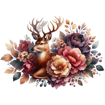 Sticker Blumenhirsch liegend