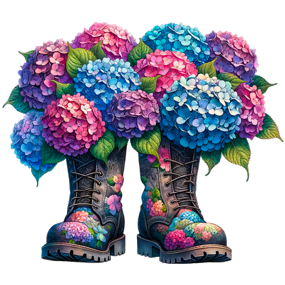 Sticker Blumenstiefel - Hortenien BLAU/PINK