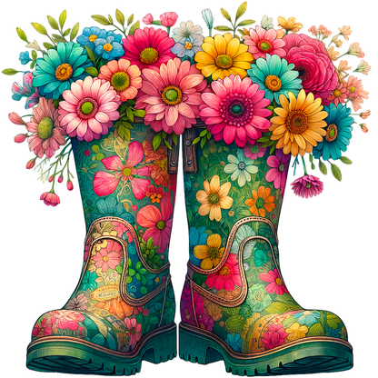 Sticker Blumenstiefel PINK/GRÜN