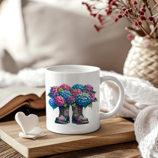 Sticker Blumenstiefel - Hortenien BLAU/PINK