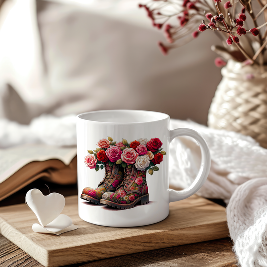 Sticker Blumenstiefel rosa Rosen