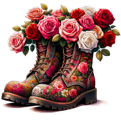 Sticker Blumenstiefel rosa Rosen