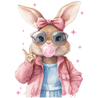Bügelbild Osterhase mit Kaugummi - Mädchen