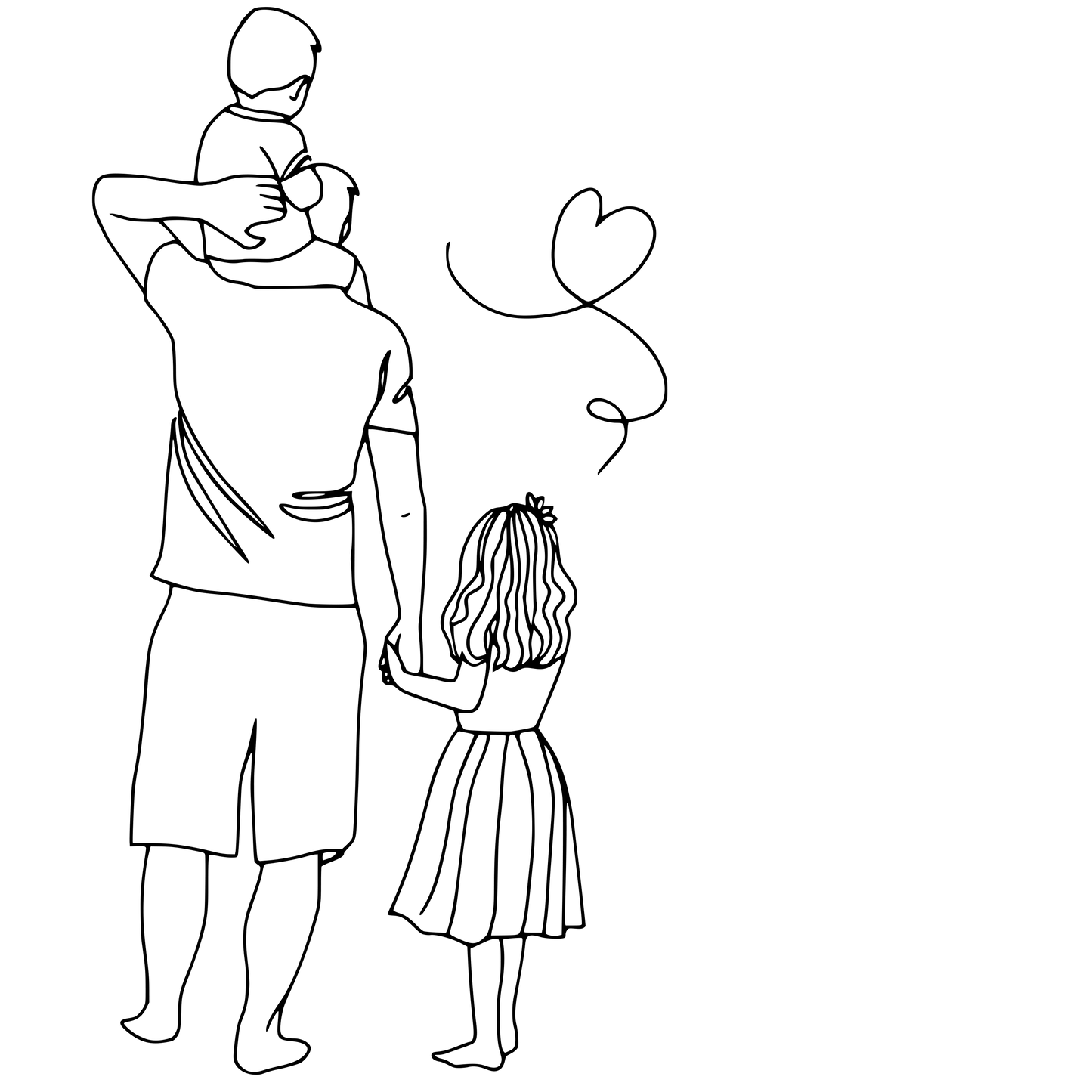 Bügelbild Papa mit 2 Kindern