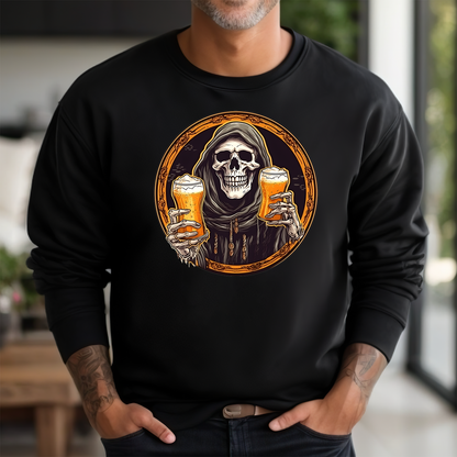 Bügelbild Skelett mit Bier