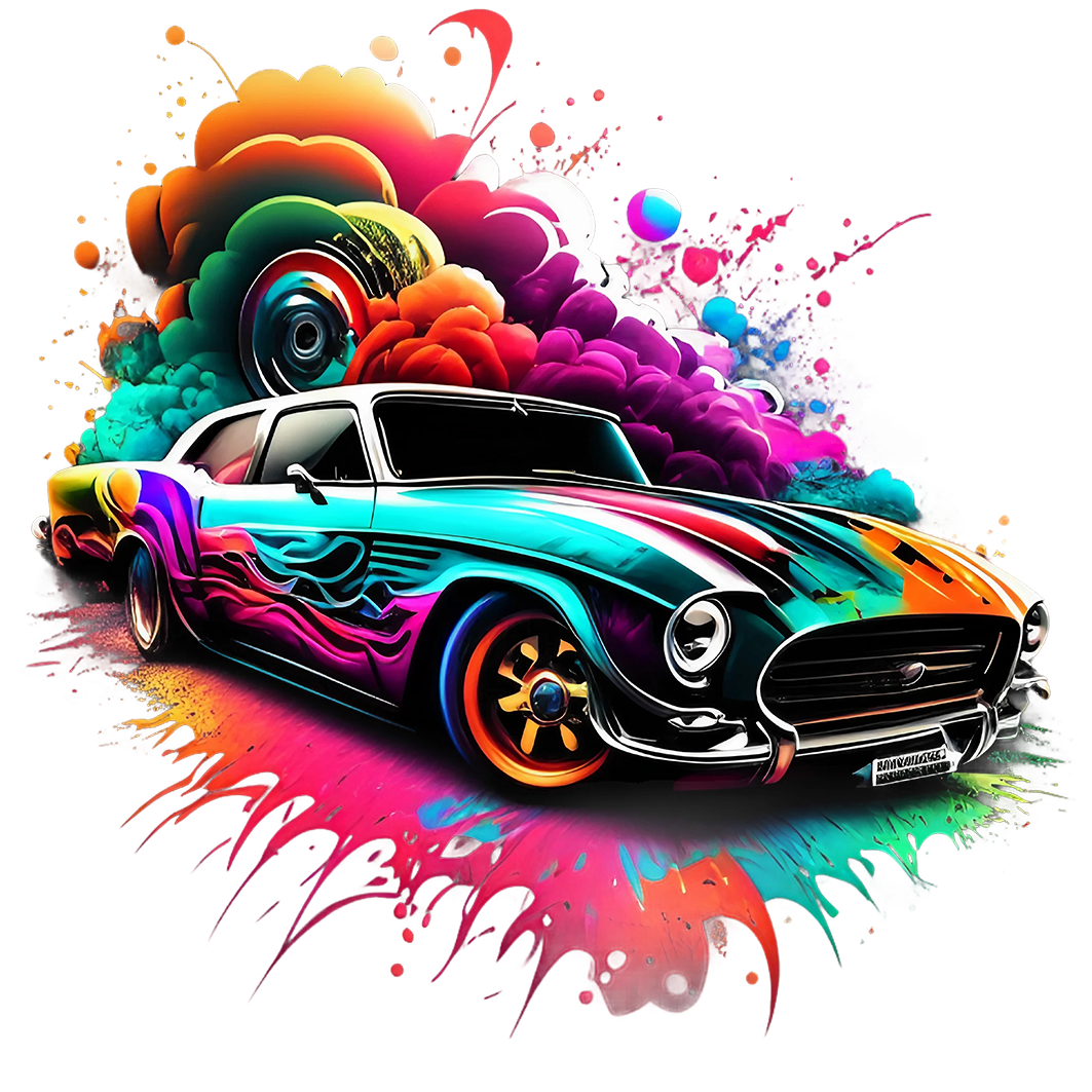 Sticker Buntes Auto