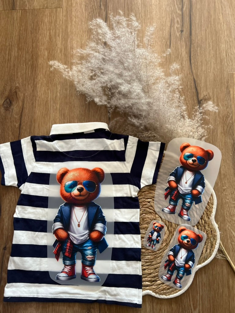 Bügelbild Teddy Fred Lässig