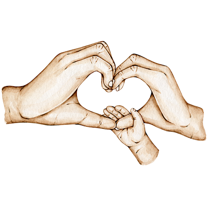 Sticker Herz-Familienhände mit 1 Kind
