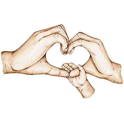 Sticker Herz-Familienhände mit 1 Kind
